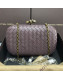 Bottega Veneta Knot Woven Lambskin Clutch with Chain Grey 01 2019