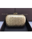 Bottega Veneta Knot Woven Lambskin Clutch with Chain Gold 01 2019