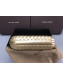 Bottega Veneta Knot Woven Lambskin Clutch with Chain Gold 01 2019