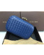 Bottega Veneta Knot Woven Lambskin Clutch with Chain Dark Blue 2019