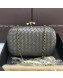 Bottega Veneta Knot Woven Lambskin Clutch with Chain Dark Grey 2019