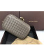 Bottega Veneta Knot Woven Lambskin Clutch with Chain Dark Grey 2019