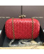 Bottega Veneta Knot Woven Lambskin Clutch with Chain Red 2019