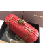 Bottega Veneta Knot Woven Lambskin Clutch with Chain Red 2019