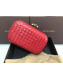 Bottega Veneta Knot Woven Lambskin Clutch with Chain Red 2019