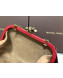 Bottega Veneta Knot Woven Lambskin Clutch with Chain Red 2019