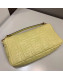 Fendi Baguette Large FF Logo Lambskin Flap Bag Light Yellow 2019