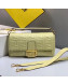 Fendi Baguette Large FF Logo Lambskin Flap Bag Light Yellow 2019