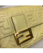 Fendi Baguette Large FF Logo Lambskin Flap Bag Light Yellow 2019