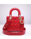 Dior Lady Dior Bag 20cm in Cannage Lambskin Red 2019