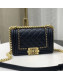 Chanel Quilted Calfskin Chain Small Boy Flap Bag A67085 Navy Blue 2019