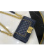 Chanel Quilted Calfskin Chain Small Boy Flap Bag A67085 Navy Blue 2019