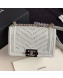 Chanel Pearl Chevron Calfskin Small Boy Flap Bag A67085 White/Silver 2020