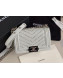 Chanel Pearl Chevron Calfskin Small Boy Flap Bag A67085 White/Silver 2020