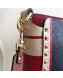 Valentino Rockstud Rolling Bucket Shoulder Bag Blue/Red 2019