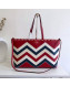 Valentino Large Chevron Rockstud Shopping Tote Bag Red 2019