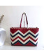 Valentino Large Chevron Rockstud Shopping Tote Bag Red 2019