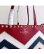 Valentino Large Chevron Rockstud Shopping Tote Bag Red 2019