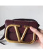 Valentino Supervee Calfskin Maxi-Logo Crossbody Bag 1011S Burgundy/Gold 2020