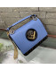 Fendi Kan I FF Logo Shoulder Bag Blue Leather/Brown 2019