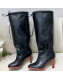 Gucci Leather Tied Mid-heel High Knee Boot 549680 Black 2019