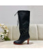 Gucci Leather Tied Mid-heel High Knee Boot 549680 Black 2019