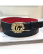 Gucci Reversible Leather Belt with Crystal and Gold GG Buckle 20mm 