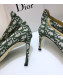 Dior J'adior D-Moi Point Heel 95mm Pump in Green Oblique Canvas 2019