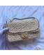 Chanel Crochet Colored Stripe Trim Medium Flap Bag White 2019