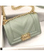 Chanel Calfskin Patchwork Chevron Small Boy Flap Bag A67086 Light Green 2019