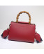 Gucci Leather Bamboo Top Handle Bag 470271 Red 2021