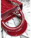 Dior My Lady Dior Medium Bag in Patent Cannage Calfskin Dark Red/Silver 2019