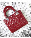 Dior My Lady Dior Medium Bag in Patent Cannage Calfskin Dark Red/Silver 2019