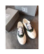 Chanel White Fabric Sneaker with Green Lambskin Leather Trim 2019