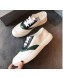 Chanel White Fabric Sneaker with Green Lambskin Leather Trim 2019