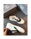 Chanel White Fabric Sneaker with Green Lambskin Leather Trim 2019