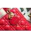 Dior Lady Dior Medium Bag in Cannage Lambskin Bright Red/Gold 2019