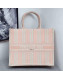 Dior Canvas Stripes Book Tote White/Pink 2019