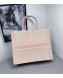 Dior Canvas Stripes Book Tote White/Pink 2019