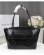 Bottega Veneta Arco Medium Crocodile Embossed Leather Top Handle Bag Black 2019