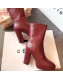 Dior D-Rise Lambskin Zipped High-Heel Ankle Boot Burgundy 2019