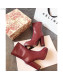 Dior D-Rise Lambskin Zipped High-Heel Ankle Boot Burgundy 2019