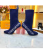 Louis Vuitton Silhouette Oversized Signature Stretch High-Heel Ankle Short Boot Blue 2019