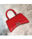 Balenciaga Hourglass Mini Top Handle Bag in Smooth Leather Red/Silver 2019