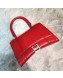 Balenciaga Hourglass Small Top Handle Bag in Smooth Leather Red/Silver 2019