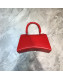 Balenciaga Hourglass Small Top Handle Bag in Smooth Leather Red/Silver 2019