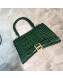 Balenciaga Hourglass Small Top Handle Bag in Crocodile Embossed Leather Green/Gold 2019