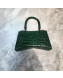 Balenciaga Hourglass Small Top Handle Bag in Crocodile Embossed Leather Green/Gold 2019