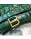 Balenciaga Hourglass Small Top Handle Bag in Crocodile Embossed Leather Green/Gold 2019