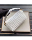 Fendi Baguette Medium FF Logo Lambskin Flap Bag White 2019